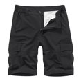 thumbnail image 2 of SDNall Men Casual Solid Zipper Button Pockets Elastic Waist Cropped Cargo Shorts, 2 of 9