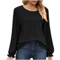 thumbnail image 1 of Timegard Blouse pour Femmes, Oeillets, Encolure Dégagée, Volants, Manches Longues, Hauts d'Automne Décontractés et Confortables, Couleur Unie, 1 of 8