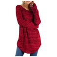 thumbnail image 1 of CHUANK Chemise Longue Cache-Ventre Fluide à Col Rond Unie à Manches Longues Hauts Grande Taille pour Femmes Chic Tunique Confortable à Porter avec des Leggings Bleu TTG, 1 of 7