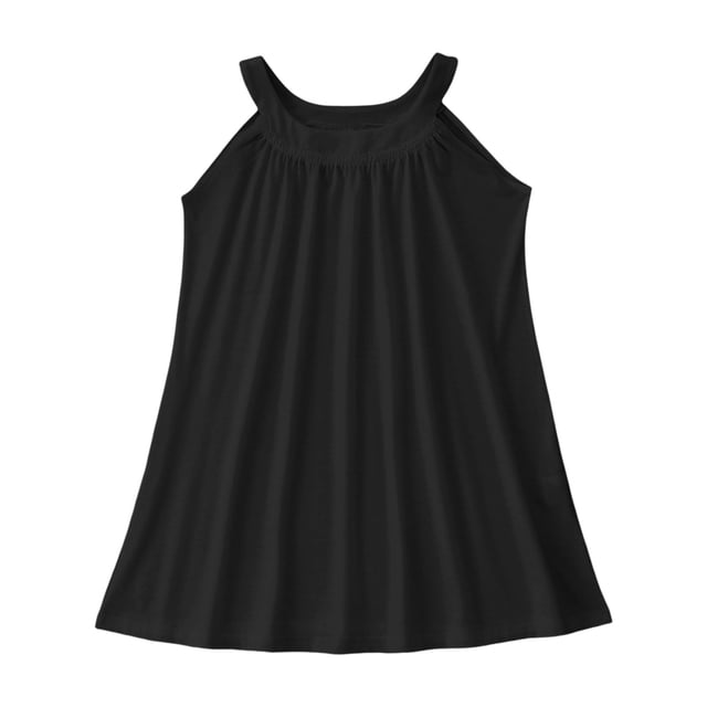 WEIYLL Robe Fille Plage Cache-Maillot Sans Manches Débardeur Fin Couleur Unie Volants Robe Noire Vêtements 7-8 Ans
