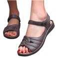 thumbnail image 4 of Flat Sandals for Women, Double Buckle Design with Ankle Round Buckle and Knotted Front Detail, PVC Upper, Open Toe, Breathable Beach Wear for Spring Summer, 4 of 4