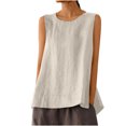 thumbnail image 1 of AherBiu Camisoles pour Femmes Décontractées à Col Rond, Couleur Unie, Sans Manches, Coupe Ample, Fente Latérale, Fluides, Camis, Chemises, Hauts, 1 of 6