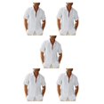 thumbnail image 1 of pitrice Men Shirt Casual Short Sleeve Breathable Replacement Button Down Solid Color Fashionable Home Dating Shirts Top White 3XL 5Set, 1 of 6