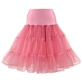 thumbnail image 1 of B91xZ Jupe Midi en Tulle pour Femmes, Superposée, en Maille, pour Bal, Fête, Tutu, Rouge Melon D\'eau L, 1 of 2