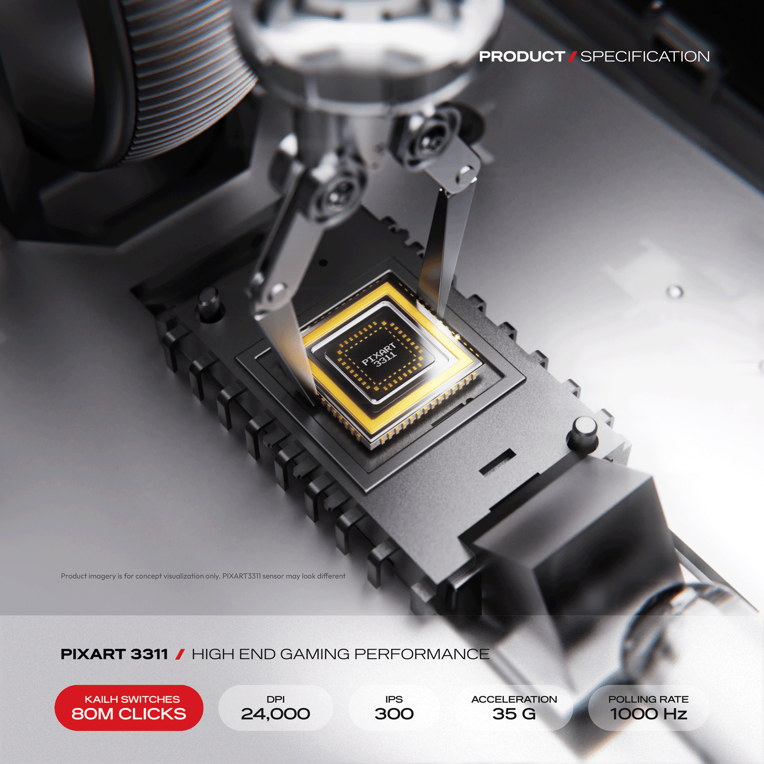 CYBEART | Artemis 52g Ultra-light Wireless Gaming Mouse | Dual 300mA Hyperswap™ Battery | 24,000 DPI | 1K Polling Rate | 80M Kailh Switches | Tri Mode