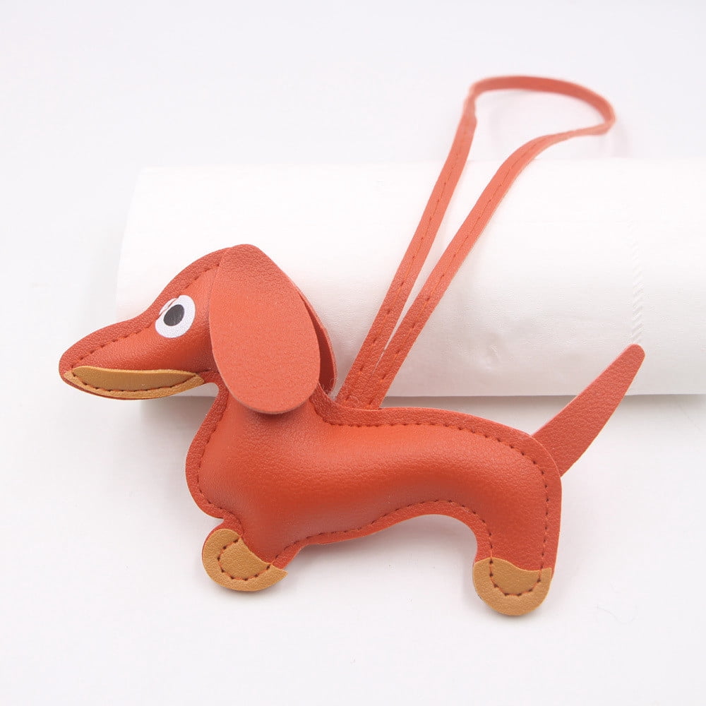 Leather Dachshund Keychain with Rope Handmade Sausage Dog Bag Charm for Phone Case, Car Keys & Pet Lover Accessory