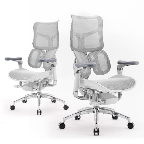 SIHOO S300 Ergonomic Office Chair, 135° Luxury Recline Chair, Design Zero-Gravity, 6D Coordinated Arm Mesh Office Chair, High-Back Desk Chair for Home Office & Gaming, 300 lb, White