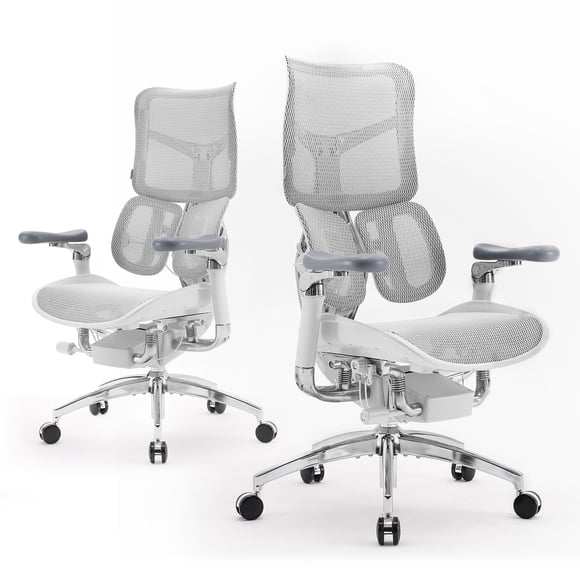 SIHOO S300 Chaise de Bureau Ergonomique, Chaise Inclinable de Luxe à 135°, Conception en Apesanteur, Chaise de Bureau en Maille à Accoudoirs 6D Coordonnés, Chaise de Bureau à Dossier Haut pour Bureau à Domicile et Jeux, 300 lb, Blanc