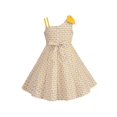 thumbnail image 2 of Filles Robe Jaune à Carreaux Noeud Papillon Bande Bretelles Spaghetti Sans Manches 6 Ans, 2 of 6