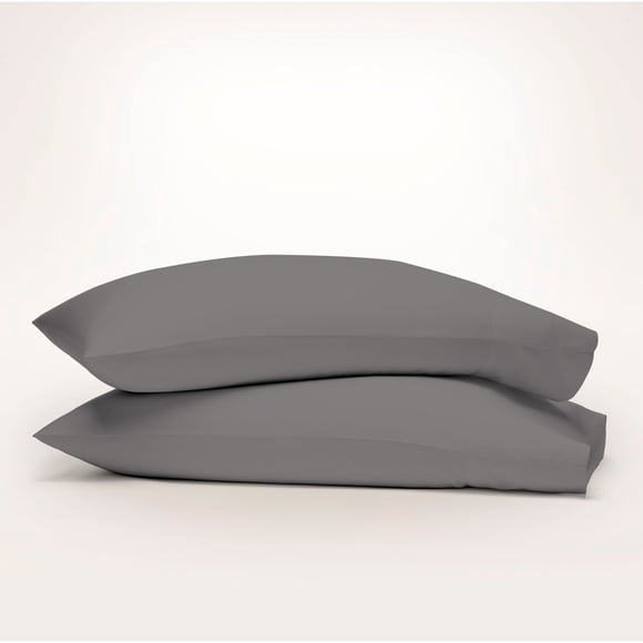 Purity Home 100% Organic Cotton Pillowcase, Percale, Ultra Light, Breathable, Cool, & Crisp, 2-Piece-Standard Light Gray