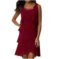 thumbnail image 1 of Youmylove Robes d'Été Décontractées pour Femmes Robe Formelle Élégante pour Femmes Robe de Cocktail Sans Manches en Chiffon à Volants Robes d'Été, 1 of 4