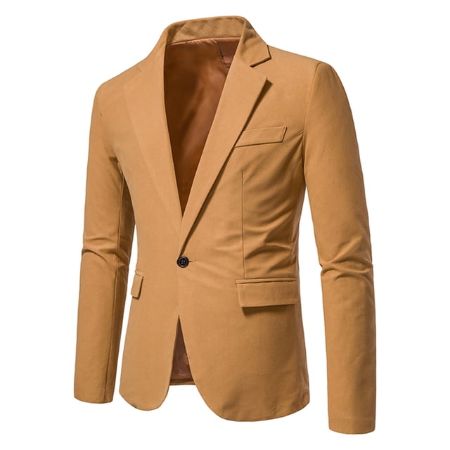 DPTALR Homme Décontracté Uni Blazer à un Bouton Col Rabattu Complet Manches Longues Veste