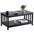 thumbnail image 2 of ChooChoo Table Basse Mission, Table de Salon en Bois Noir avec Tablette, 40 Noir, 2 of 2