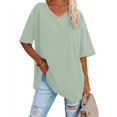 thumbnail image 2 of WEIYLL Womens T-Shirts Ladies Basic Solid Color V Neck Short Sleeve Light Green Tees Sizes XXL, 2 of 5