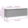 thumbnail image 2 of vidaXL Garden Bench with Cushion Grey 110x30x40.5 cm Poly Rattan, 2 of 5