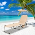 thumbnail image 3 of Gymax Chaise Longue Pliable Réglable pour Extérieur Plage Patio Piscine avec Pare-Soleil, 3 of 10