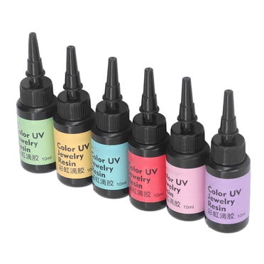 UV Jewelry Resin, Quick Curing UV Resin  For Craft Set A Chartreuse, Light Blue, Pale Purple, Coral Red, Pale Yellow, Pink
