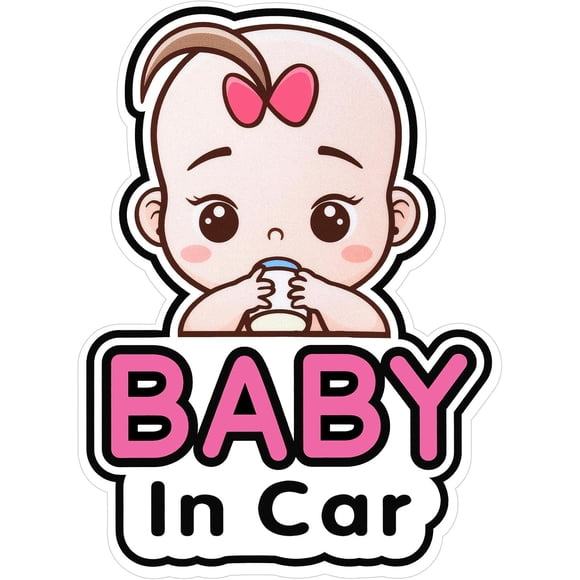 2 Pieces Baby in Car Stickers Sign and Decal for Girl, Baby Car Sticker, Removable Safety Sticker Notice Board, Cute Baby Window Car Sticker, On Board Stickers