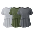 thumbnail image 2 of Vêtements de Grossesse Offres de l'Action de Grâce Liquidation Été Vêtements de Maternité pour Femmes Col Rond Manches Courtes Volants Pli Hauts de Grossesse, 2 of 5
