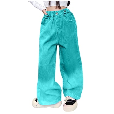 Posijego Jeans Amples pour Filles, Pantalon en Denim Tendance à Jambe Grand, Couleur Dégradée, Jeans Amples et Décontractés avec Poches
