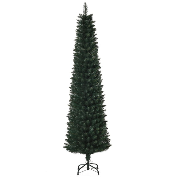 Homcom Arbre de Noël artificiel de 2,1 m Arbre à crayons de Noël Décoration d'intérieur de maison de vacances avec support noir pliable pour fête, vert