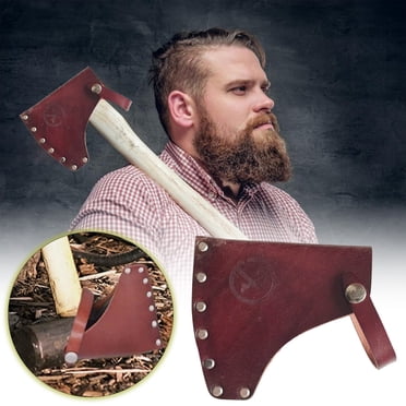 Riforla Durable Leather Axe Outdoors Work Axe Head Cover with Belt Loops Axe Protector Furniture Protection