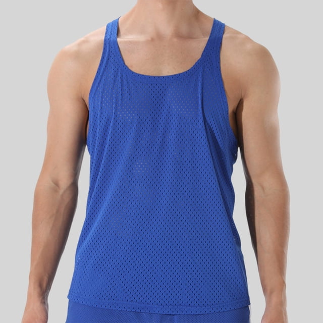 Styesk Tank Tops Men Fashionable Men's Round-neck Solid Color Mesh Drying Sleeveless Top