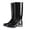 Black, variant on Women's Gradient Jelly Rain Boots Mid Calf Four-Season Waterproof Garden Muddy Work Boots Non-Slip Sole Removable Fleece Lined Outdoor Shoes 34cm Height Black