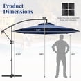 thumbnail image 3 of Gymax 10Ft Offset Hanging Umbrella Patio Outdoor w/ 32 Solar LED Lights Navy, 3 of 10