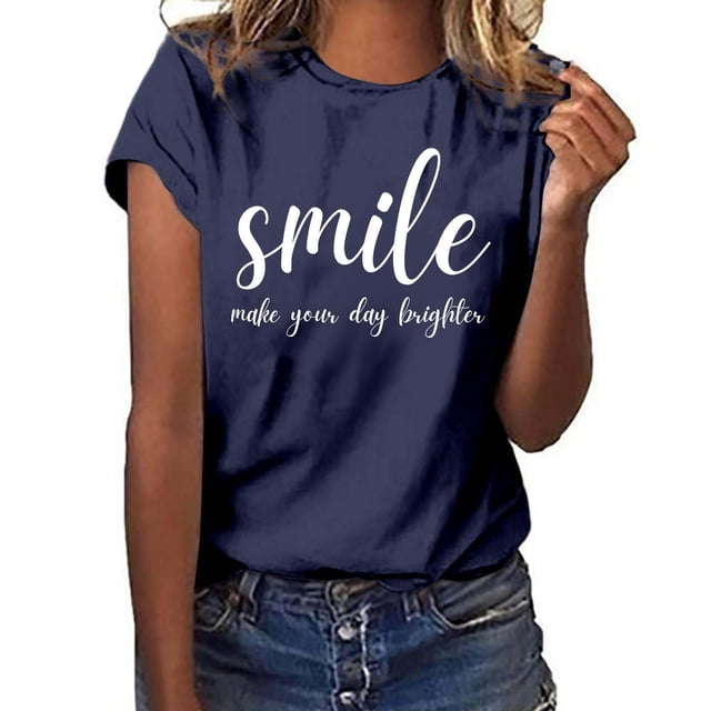 T-shirt Décontracté à la Mode à Manches Courtes pour Usage Quotidien avec Col Rond et Imprimé Graphique, Coupe Ample, Haut pour Femme pour un Confort Quotidien