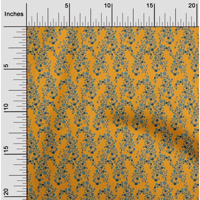 oneOone Cotton Silk Fabric Leaves & Floral Block Printed Craft Fabric BTY 42 Inch Wide
