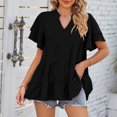 thumbnail image 2 of Birdeem Mode Femme T-Shirt Décontracté Col en V Manches Courtes Ample Blouse Tops, 2 of 5