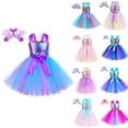 thumbnail image 4 of MIASHUI Robe de Demoiselle d'Honneur Sans Manches à Bretelles, Ensemble Sirène Princesse avec Bandeau, Violet, 5-6 Ans, 4 of 4