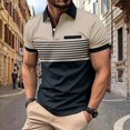thumbnail image 2 of SHIXIAOO Men's Leisure Fashion Stripe Contrast Design Lapel Button Long Sleeve Tops Slipper with Memory Foam Raglan Shirt, 2 of 4