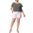 thumbnail image 2 of GRACE & GRANDEUR Blouse à Manches Courtes et Col Rond Rétro à Petites Fleurs pour Femme Grande Taille Noir 4X, 2 of 6