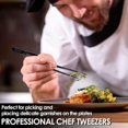 thumbnail image 3 of LAICAIW 8 Inch Plating Tweezers Stainless Steel Precision Culinary Tweezers Black Kitchen Offset Tweezers Tongs, 3 of 7