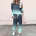 thumbnail image 2 of Yuyuzo Women's Fall 2 Piece Outfit Patchwork Color-Block Long Sleeve Tops and Cinch Bottom Pants Lounge Sets, 2 of 6