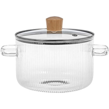 Casserole en Verre avec Couvercle, Batterie de Cuisine en Borosilicate Résistante à la Chaleur en Verre