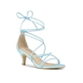 thumbnail image 1 of BLISSFUL STEP Style Sandales à Lacets à Brides à Talon Kitten pour Femmes pour la Rentrée Bleu Ciel 7, 1 of 7