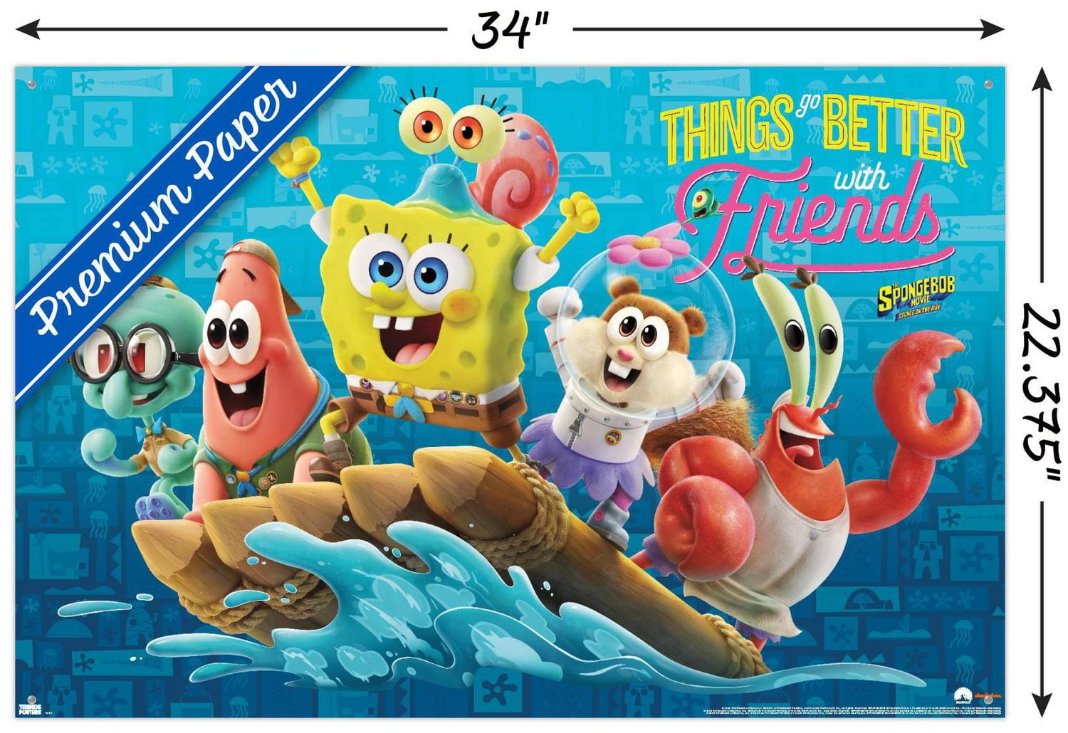 The SpongeBob Movie: Sponge On Run - Friends Wall Poster with Push Pins