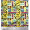 thumbnail image 1 of Soimoi Satin Silk Fabric Scissor,Buttons & Machine Sewing Fabric Prints by Yard 42 Inch Wide, 1 of 3