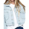 thumbnail image 3 of Diconna Veste en Jean Courte pour Femmes, Décontractée, Boutonnée, en Denim Déchiré avec Franges en Strass, Manteau d'Automne, 3 of 9