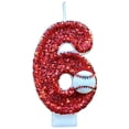 thumbnail image 2 of Baseball Glitter Birthday Cake Candle, Number Topper Decor for Sports Themed Party, 2 of 4