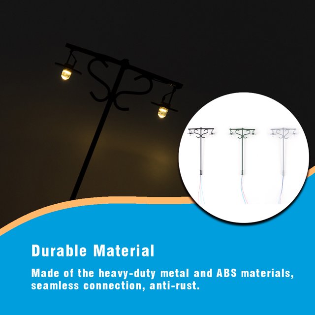 Model Layout Lights Double-Heads Outdoor Garden Lamps Scale Mini Miniature Lamppost Yards Table Train Street Decorations Gray(1:100)(Warm)