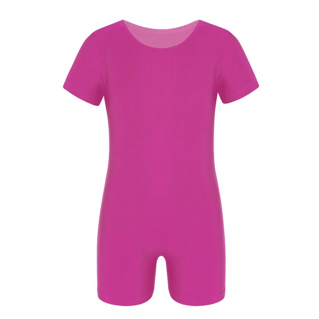 inhzoy Filles Enfants Manches Courtes Extensible Ballet Danse Justaucorps Unitard Justaucorps Combinaison Biketard Tenue de Danse Violet 10