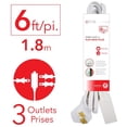 thumbnail image 2 of Elink - Ensemble de 3 Rallonges Électriques avec Fiche à Tête Plate, 3 Prises, Longueur de 6 Pieds, Blanc, 2 of 3