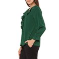thumbnail image 4 of INSPIRE CHIC Blouse à Volants pour Femme, Élégante, Col en V, Manches Longues, Haut Habillé pour le Travail, m Vert, 4 of 8