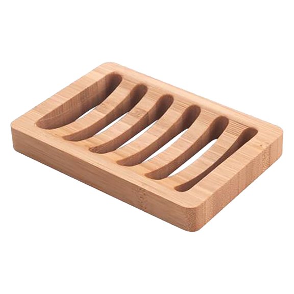 pdqouc Natural Bamboo Soap Dish, Self-Draining Wood Bar Soap Holder Tray, Soap Saver for Shower, Bathroom Vanity, or Kitchen Sink, 1 Pack