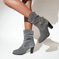 thumbnail image 4 of LSLJS Bottes de Mode pour Femmes Femmes Bout Rond High Heel Escarpins Talon Épais Bottes à Talon Moyen, Bottes Mi-Mollet pour Femmes, Bottes pour Femmes, 4 of 7