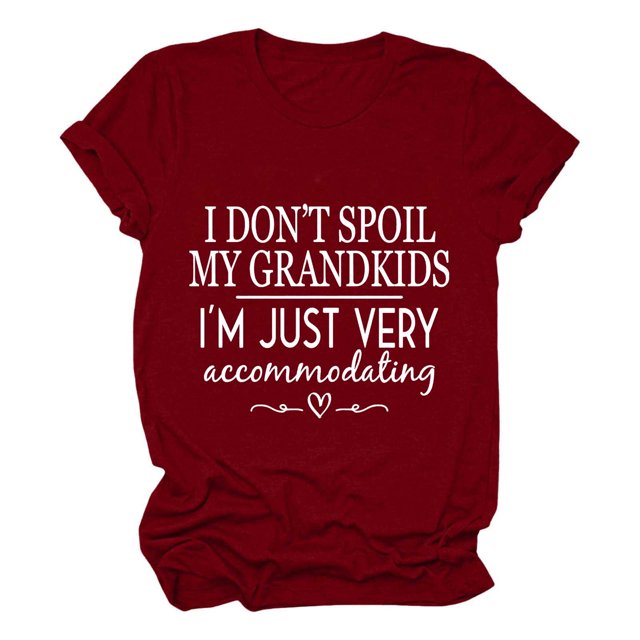 LUOGENLI T-shirts pour Femme pour Femmes T-Shirt Uni Décontracté Mode à Lettres Imprimées Col Rond Manches Courtes T-Shirt Haut T-shirts pour Femmes T-shirts Graphiques T-shirts de la Saint-Valentin Vin TG
